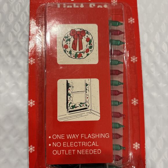 Vntg Kmart Battery Operated 15 Tiny Bulb String Wreath Christmas Lights - Picture 3 of 9